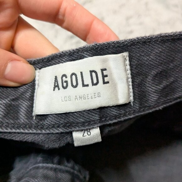 Agolde 90's Mid Rise Jeans Straight Leg Crop Cropped Black Gray Size 28 - Picture 3 of 7